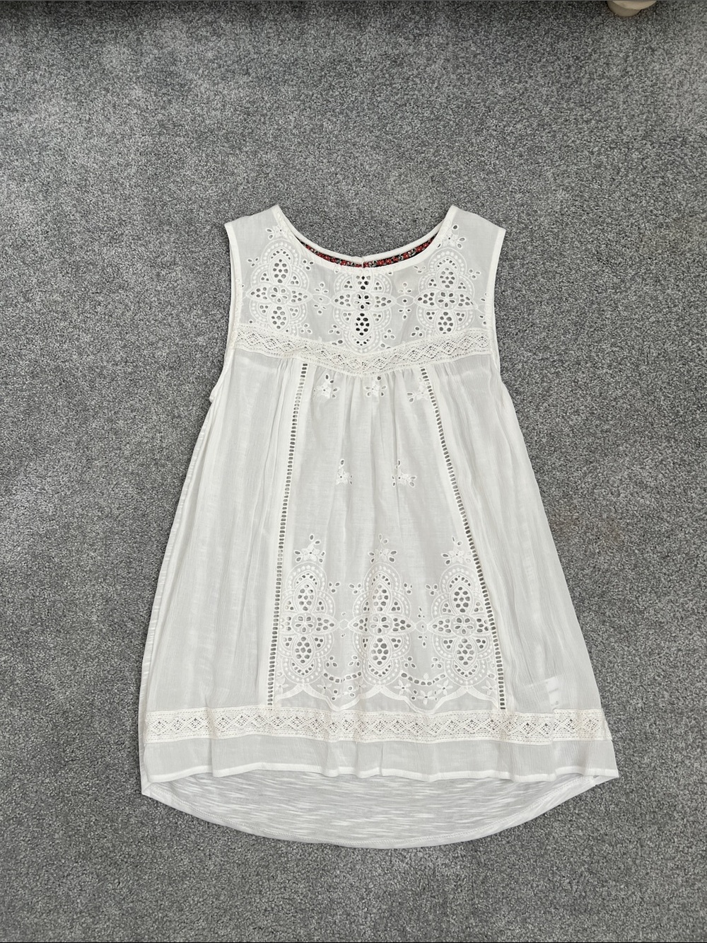 Women's White Eyelet Tanktop